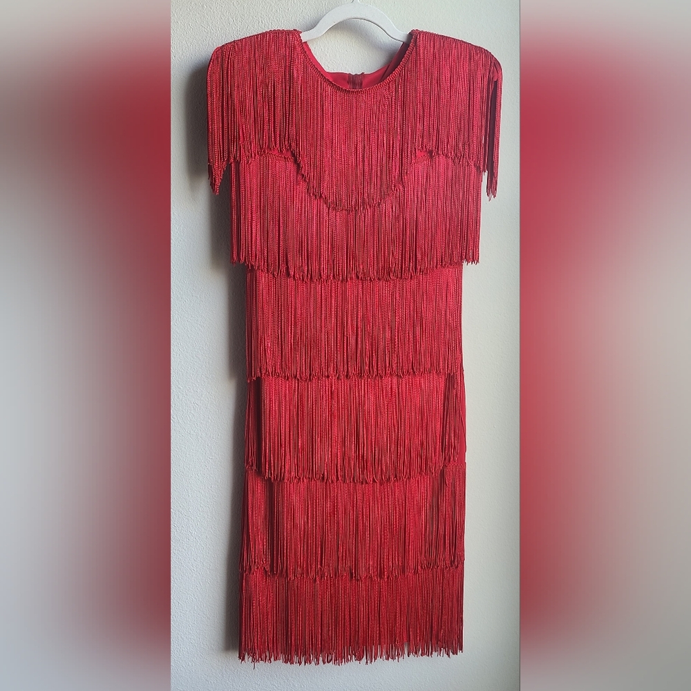 VINTAGE Lew Magram - Women's 80s Flapper Go-Go Tiered Party Medium